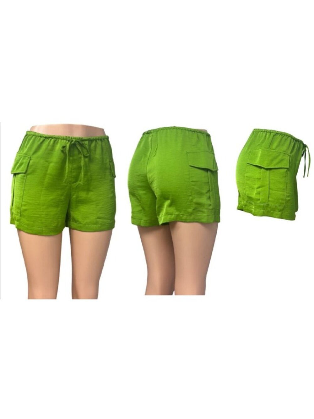 A New Day Women’s Drawstring Waist Utility Shorts With Flap Pockets, green, XS